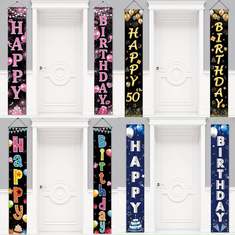 Birthday party decoration supplies: porch sign banners, door hangings, atmosphere decoration props, banners, party hanging couplets