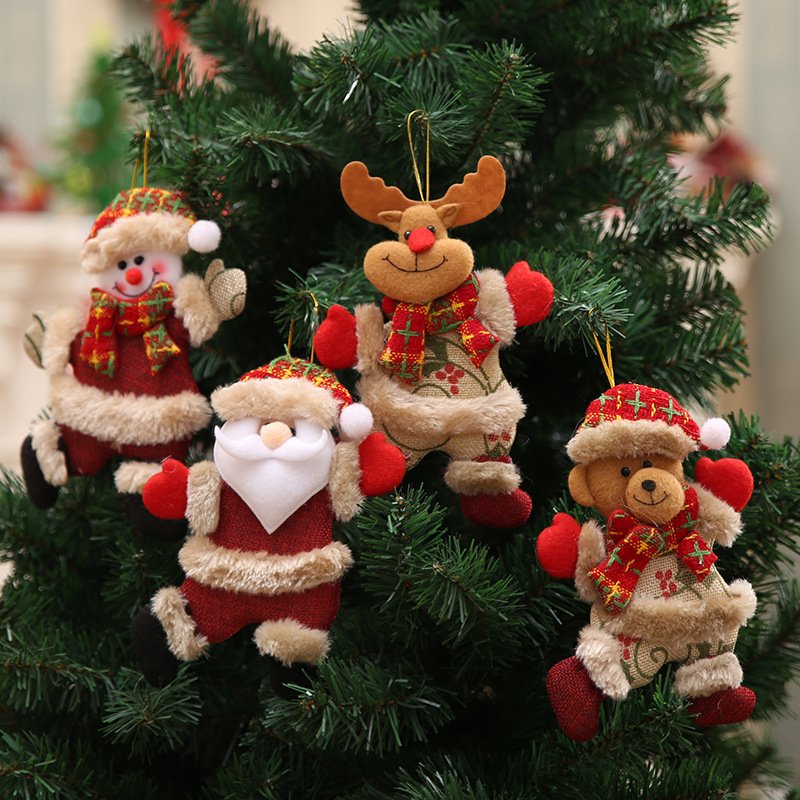 Christmas Tree Accessories Small Christmas Dolls (Dancing Old Man, Snowman, Deer, Bear), Cloth Dolls, Small Hanging Ornaments, Gifts