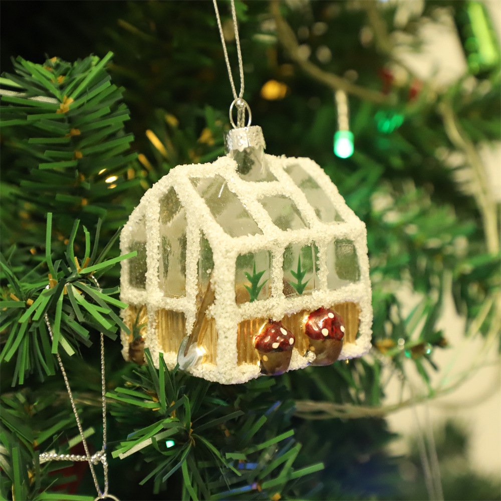 Creative Christmas Glass Snow House Ornament - Mini Hanging Decor for Xmas Tree, Festive Glassware Decoration - Image 7