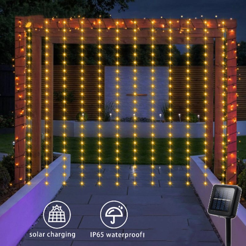 Copper Wire Curtain Lights, Solar - powered LED Copper String Lights, Christmas Decoration Warm Lights, Birthday Party Ambience Fairy Colored Lights - Image 7