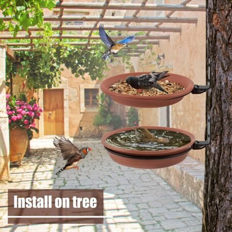 Outdoor Bird Feeder And Bath Tray Set (2 Trays) - Image 7