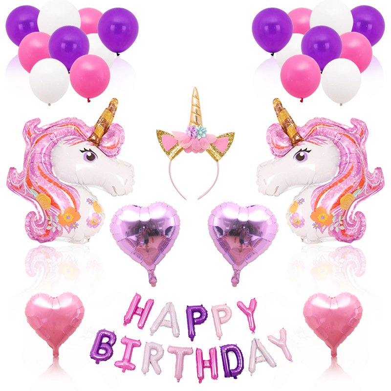 Cross-border best-selling unicorn headband balloon party supplies, children's birthday theme decoration, aluminum film background wall Cross-border best-selling unicorn headband balloon party supplies, children's birthday theme decoration, aluminum film background wall - Image 8