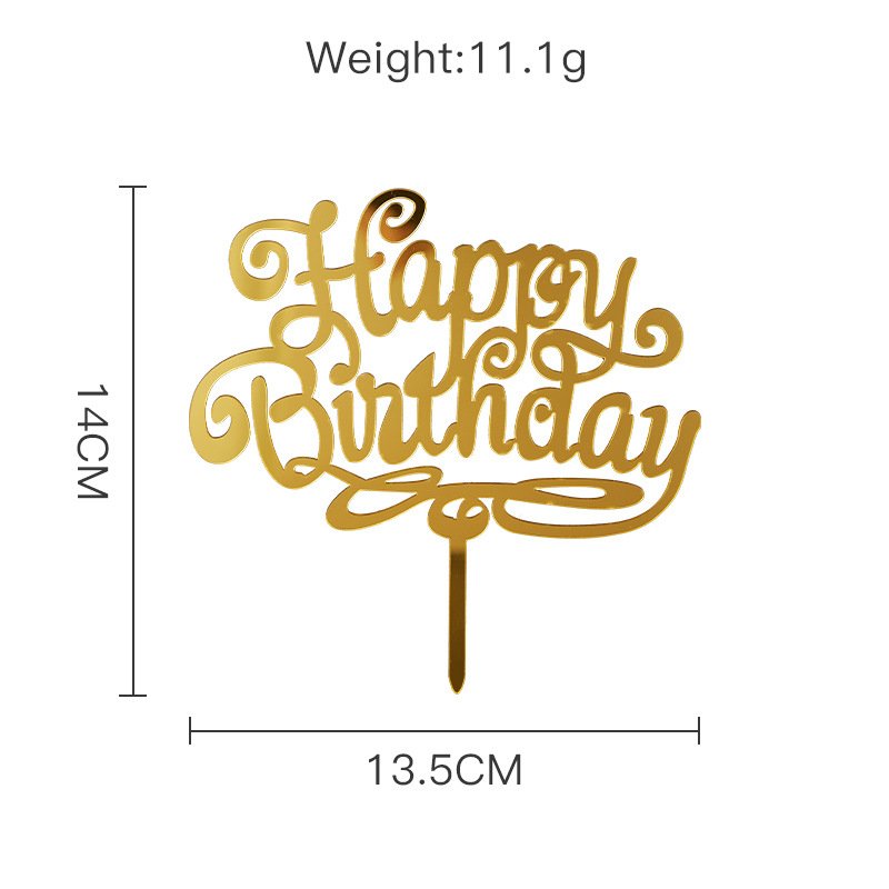 Cross-border "Happy Birthday" acrylic cake toppers, happy birthday party baking cake decorations - Image 9