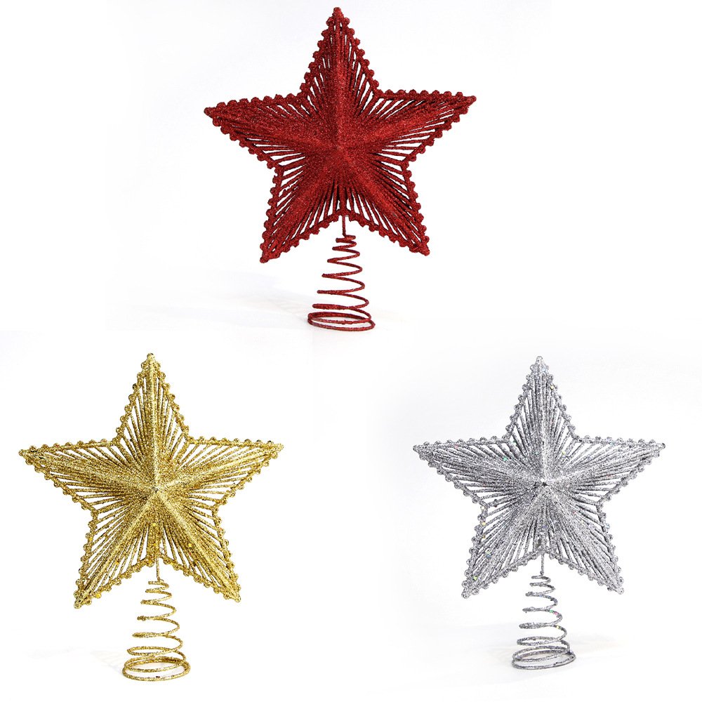 Cross-border new Christmas tree top five-pointed star hollowed-out radiating three-dimensional star tree top scene decoration Christmas ornaments - Image 8