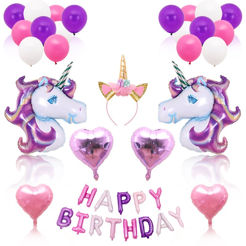 Cross-border best-selling unicorn headband balloon party supplies, children's birthday theme decoration, aluminum film background wall Cross-border best-selling unicorn headband balloon party supplies, children's birthday theme decoration, aluminum film background wall - Image 9