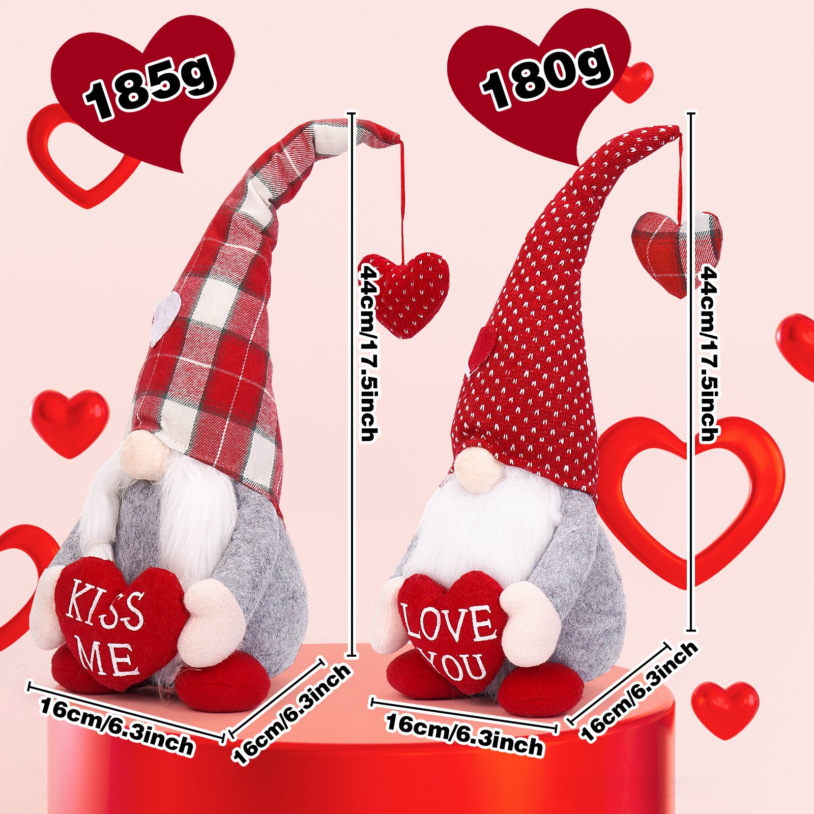 Cross-border new product: Valentine's Day doll with love heart pendant, faceless doll, Rudolph goblin ornament, Valentine's Day decoration - Image 2