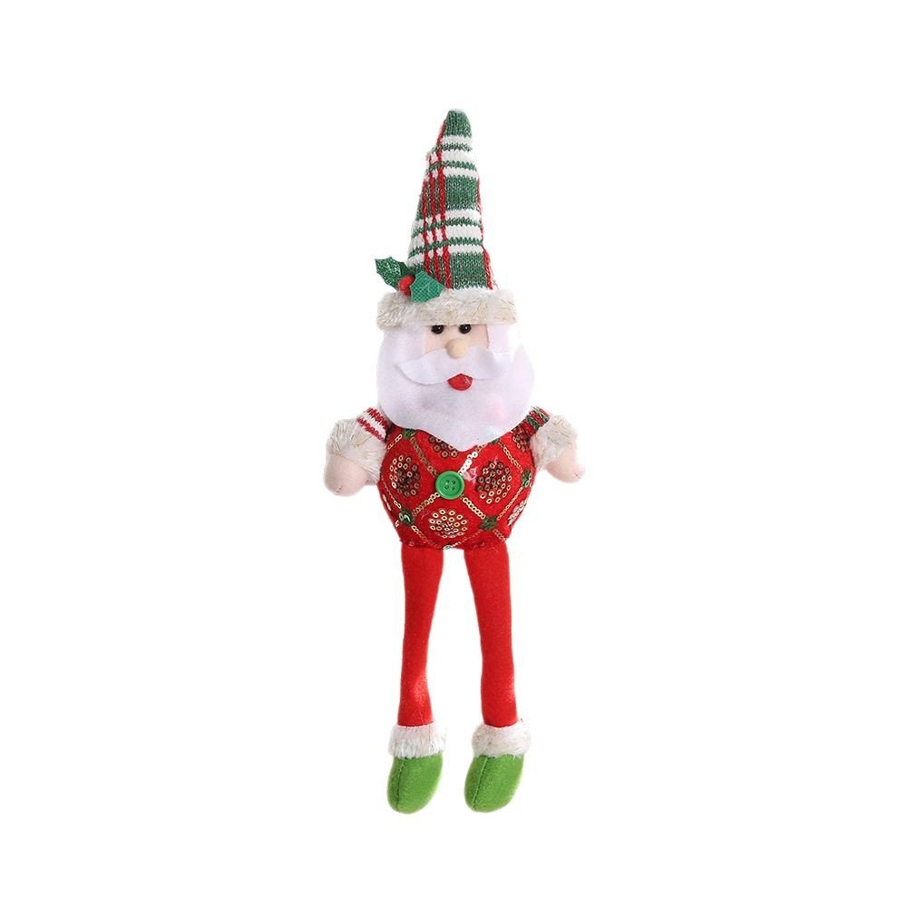 Christmas Ornament Long-Legged Santa Claus Hanging Decor - Festive Prop for Xmas Tree, Cute Plush Fabric Decoration - Image 3