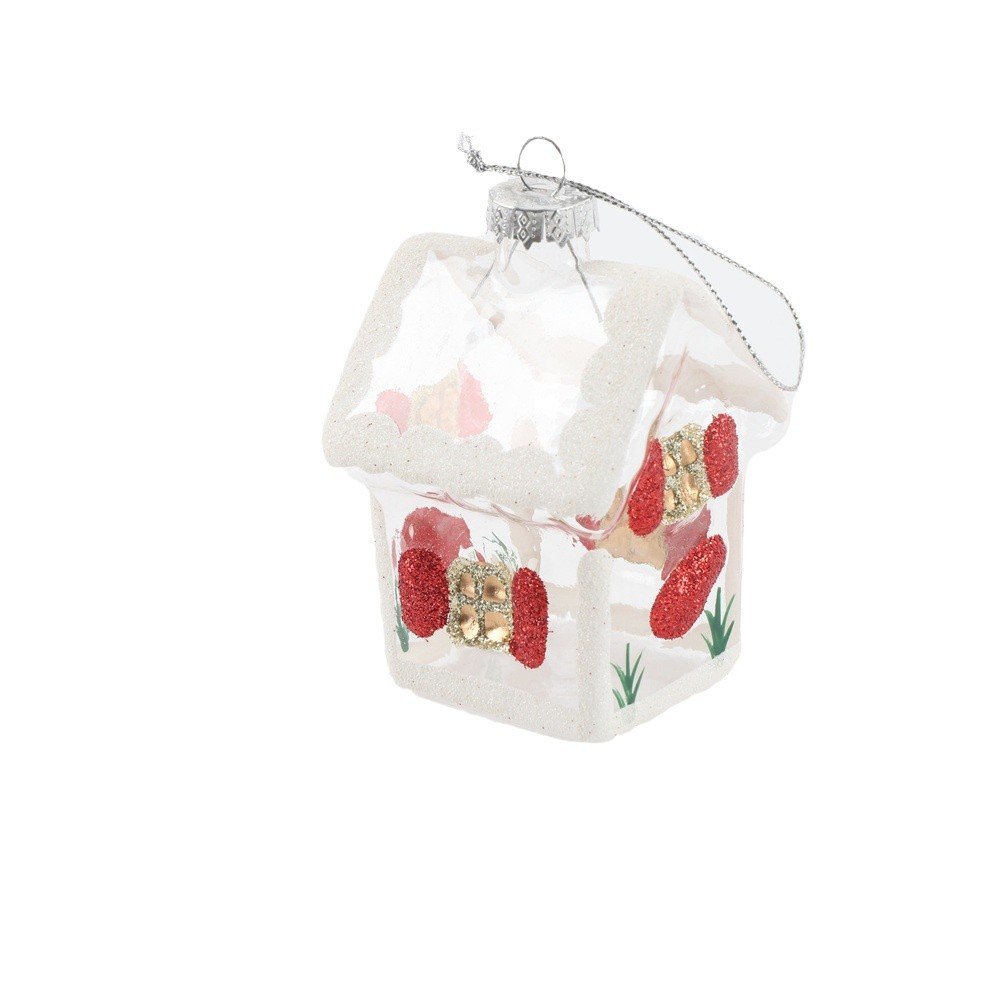 Creative Christmas Glass Snow House Ornament - Mini Hanging Decor for Xmas Tree, Festive Glassware Decoration - Image 2