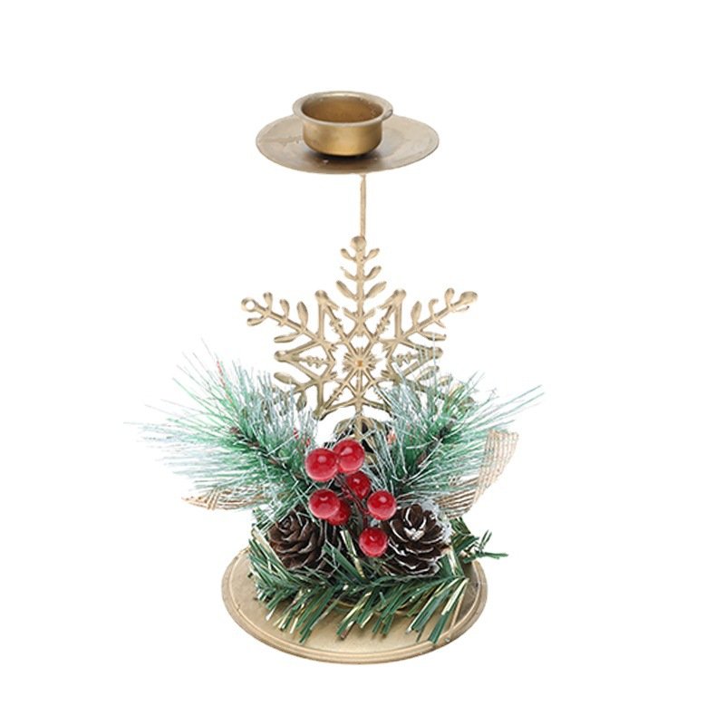 New Christmas Candle Holder, Golden Wrought Iron Window Display Ornament, Christmas Tree Pinecone Decoration, Atmosphere - Creating Candle Tray - Image 3