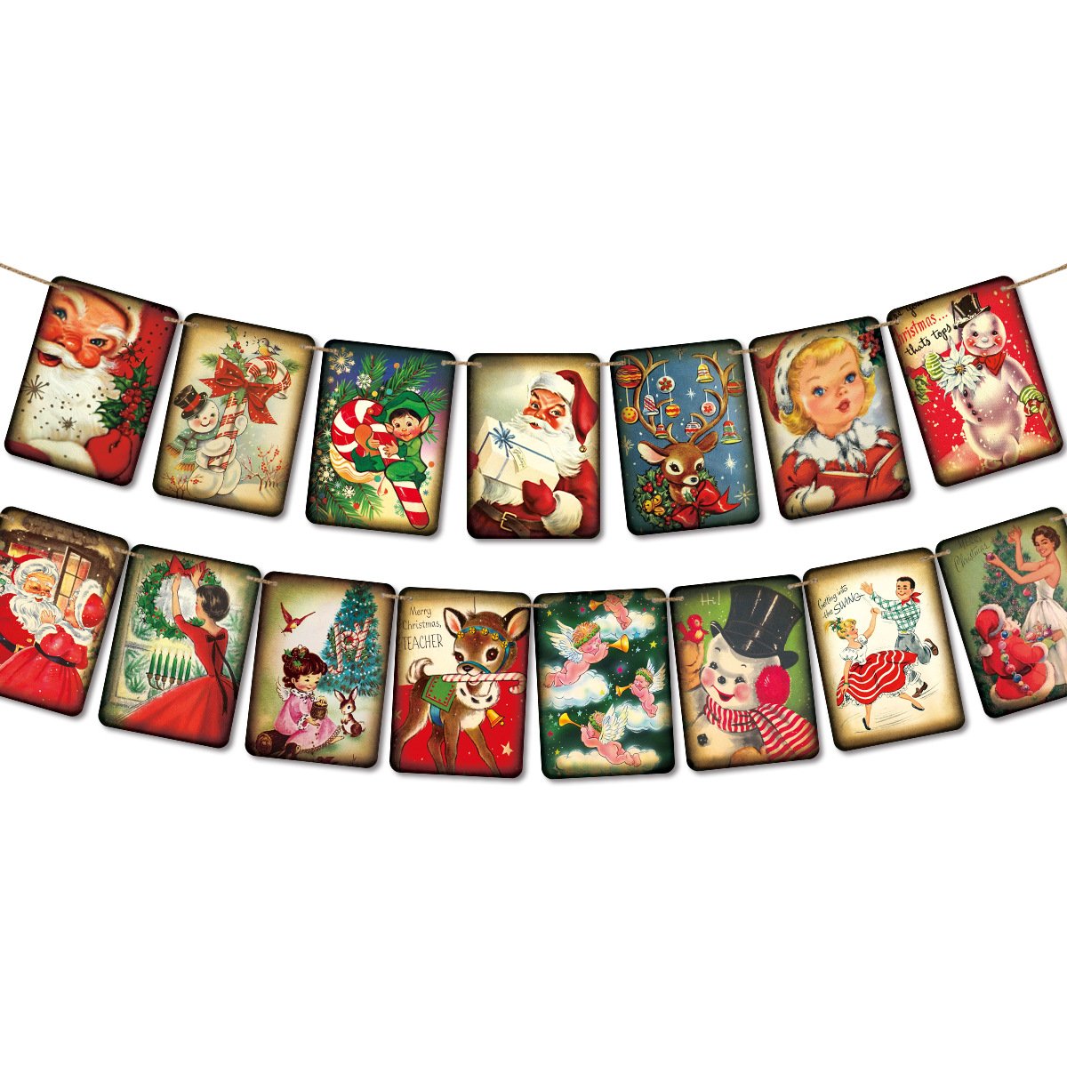 Victorian - Style Christmas Decor Festive Streamers, Santa & Reindeer Banners for Holiday Setups - Image 4