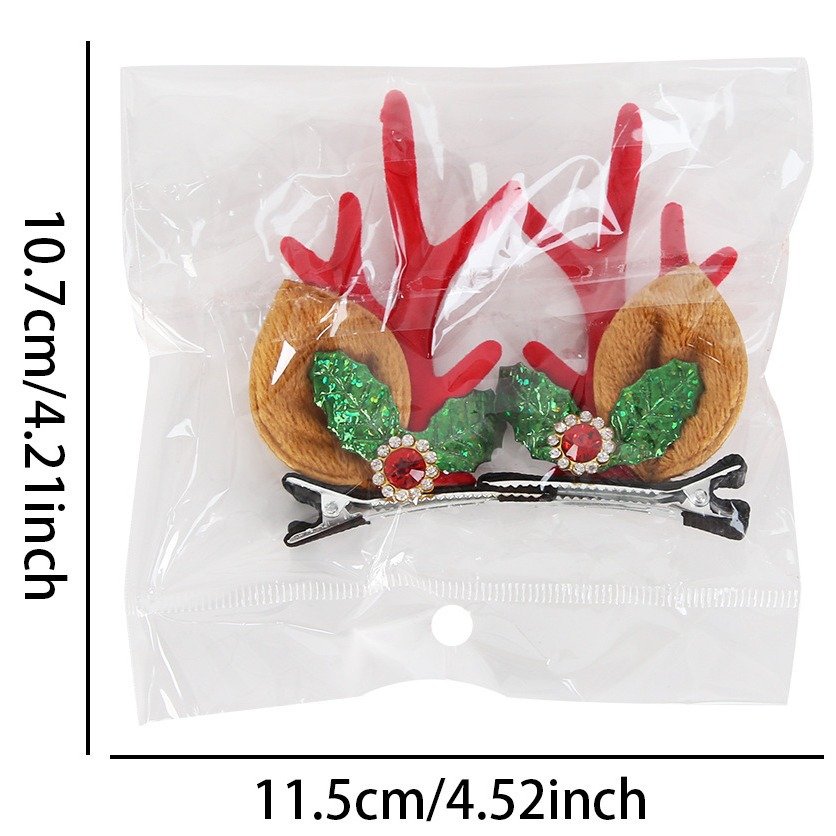 Christmas hairpins, flocked antler hair clips, cute cartoon bell reindeer duckbill clips for children, Christmas accessories for girls - Image 23