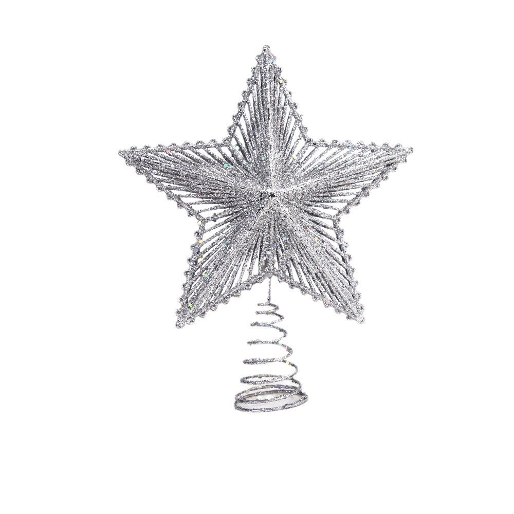 Cross-border new Christmas tree top five-pointed star hollowed-out radiating three-dimensional star tree top scene decoration Christmas ornaments - Image 2