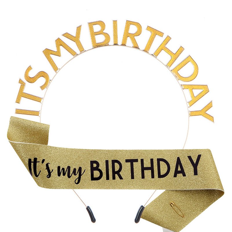European and American Fashion "IT'S MY BIRTHDAY" Crown Sash Set, Sash, Shimmering Belt, Party Headwear Decoration - Image 15