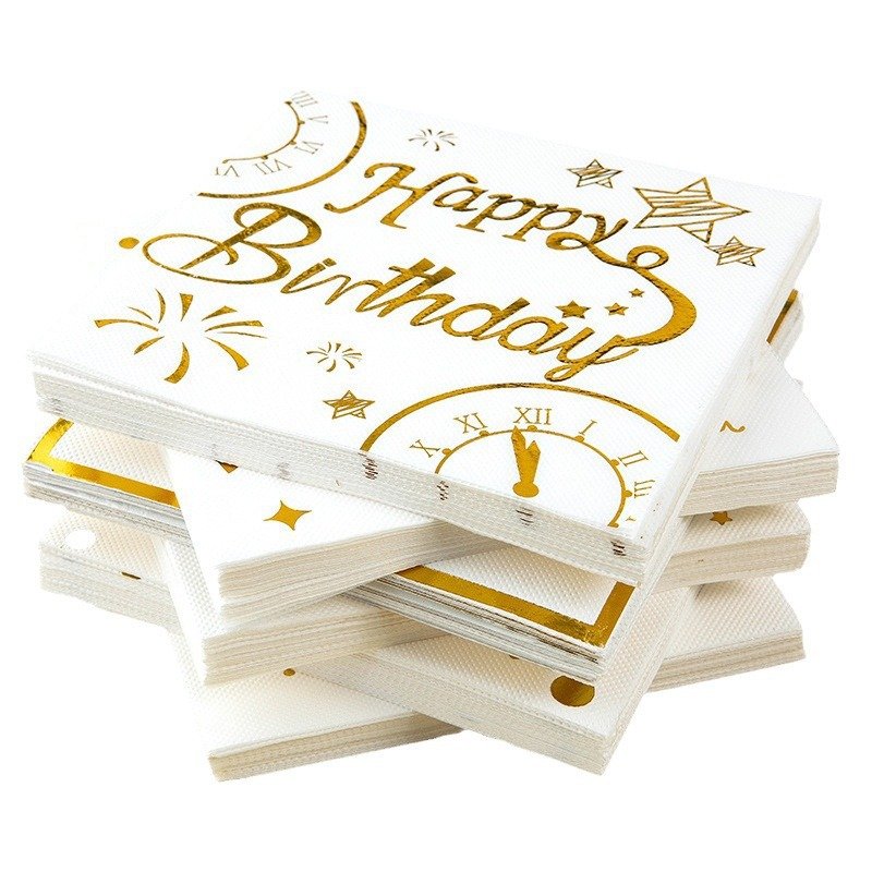 Cross-border Birthday Party Decoration Paper Napkins, Gold Foil Stamped Cross-border Printed Disposable Napkins, Source Manufacturer Napkins - Image 9