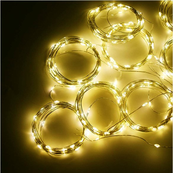 Copper Wire Curtain Lights, Solar - powered LED Copper String Lights, Christmas Decoration Warm Lights, Birthday Party Ambience Fairy Colored Lights - Image 4