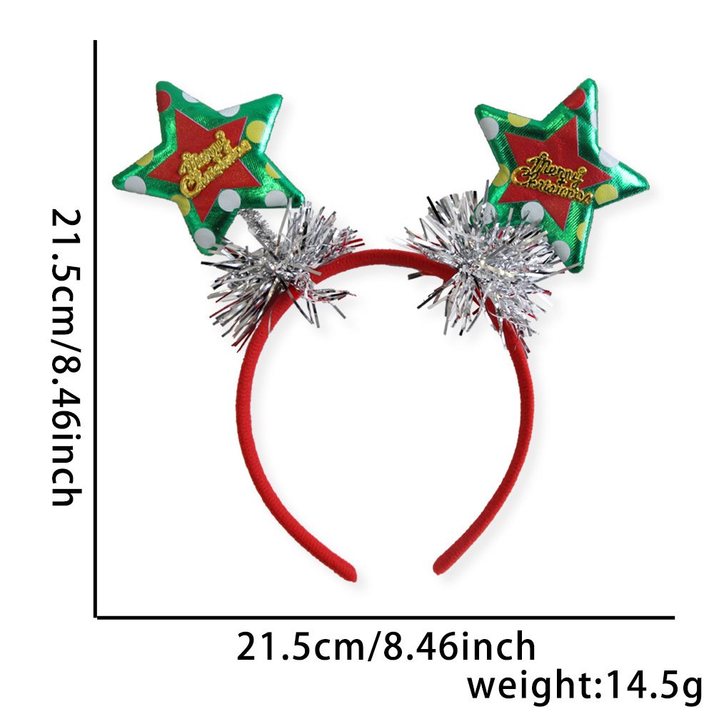 Christmas decorations: shiny cloth five-pointed star Christmas tree headband, children's Christmas performance headdress, star streamer headband - Image 3