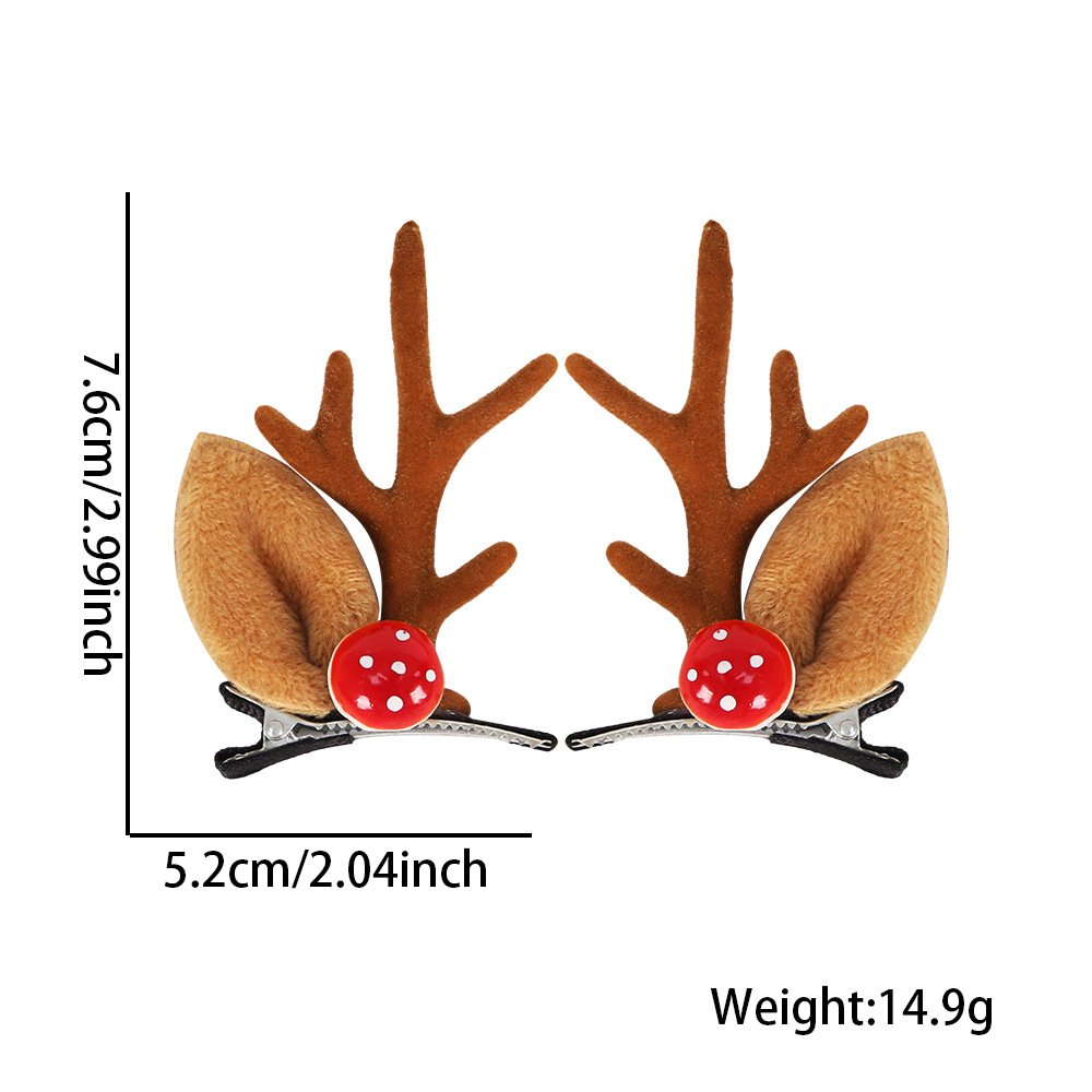 Christmas hairpins, flocked antler hair clips, cute cartoon bell reindeer duckbill clips for children, Christmas accessories for girls - Image 2