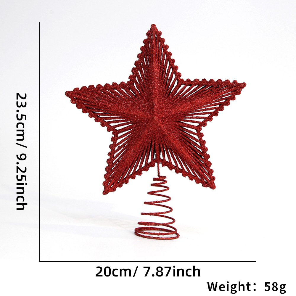 Cross-border new Christmas tree top five-pointed star hollowed-out radiating three-dimensional star tree top scene decoration Christmas ornaments - Image 3