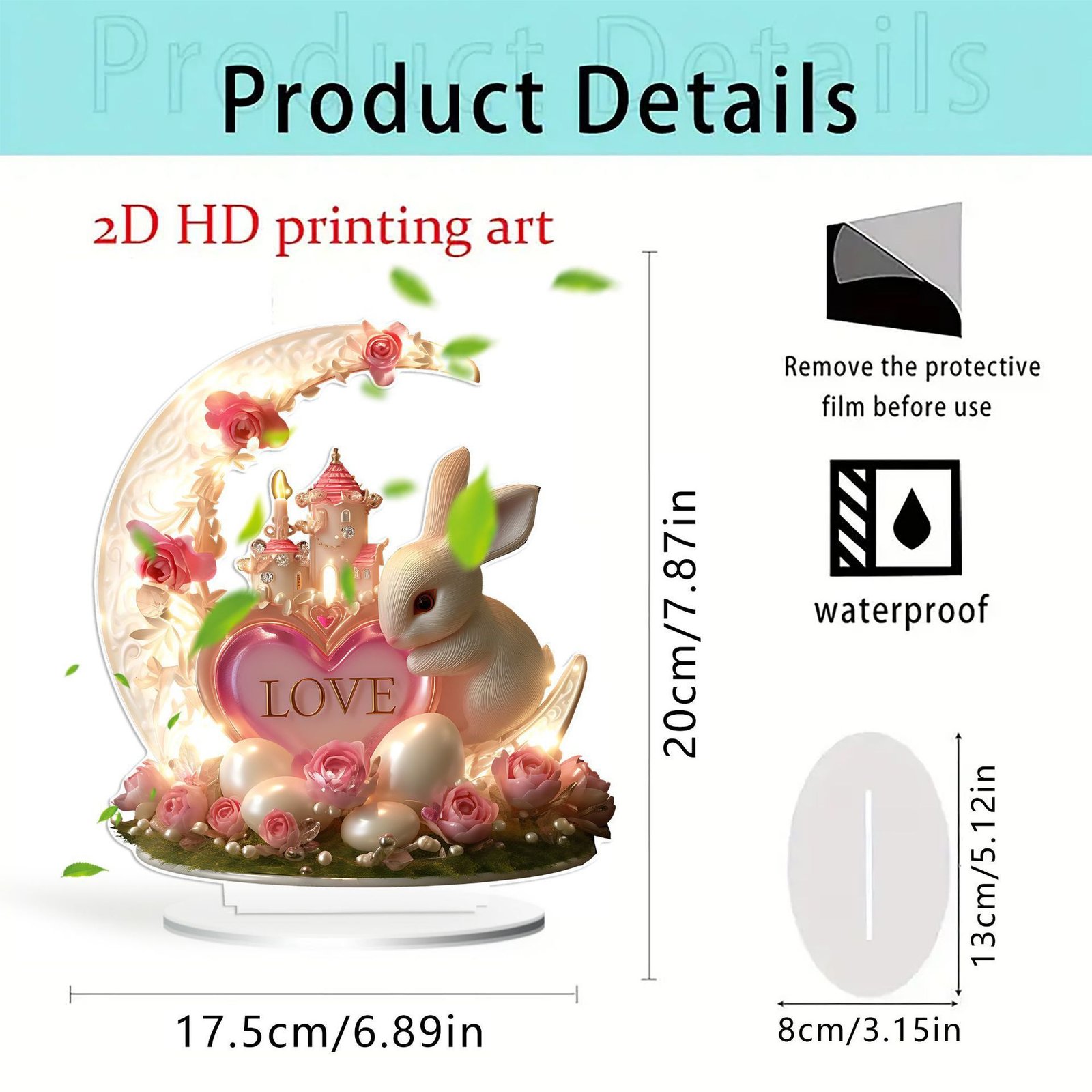 Cross-border Crescent Valentine's Day Rabbit Running to the Moon Elf Fairy Moon House 2D Acrylic Desktop Decoration Festival Ornament - Image 9