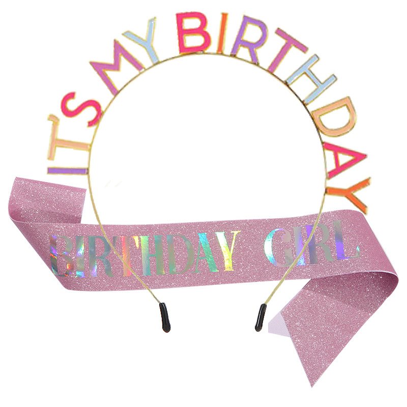 European and American Fashion "IT'S MY BIRTHDAY" Crown Sash Set, Sash, Shimmering Belt, Party Headwear Decoration - Image 16