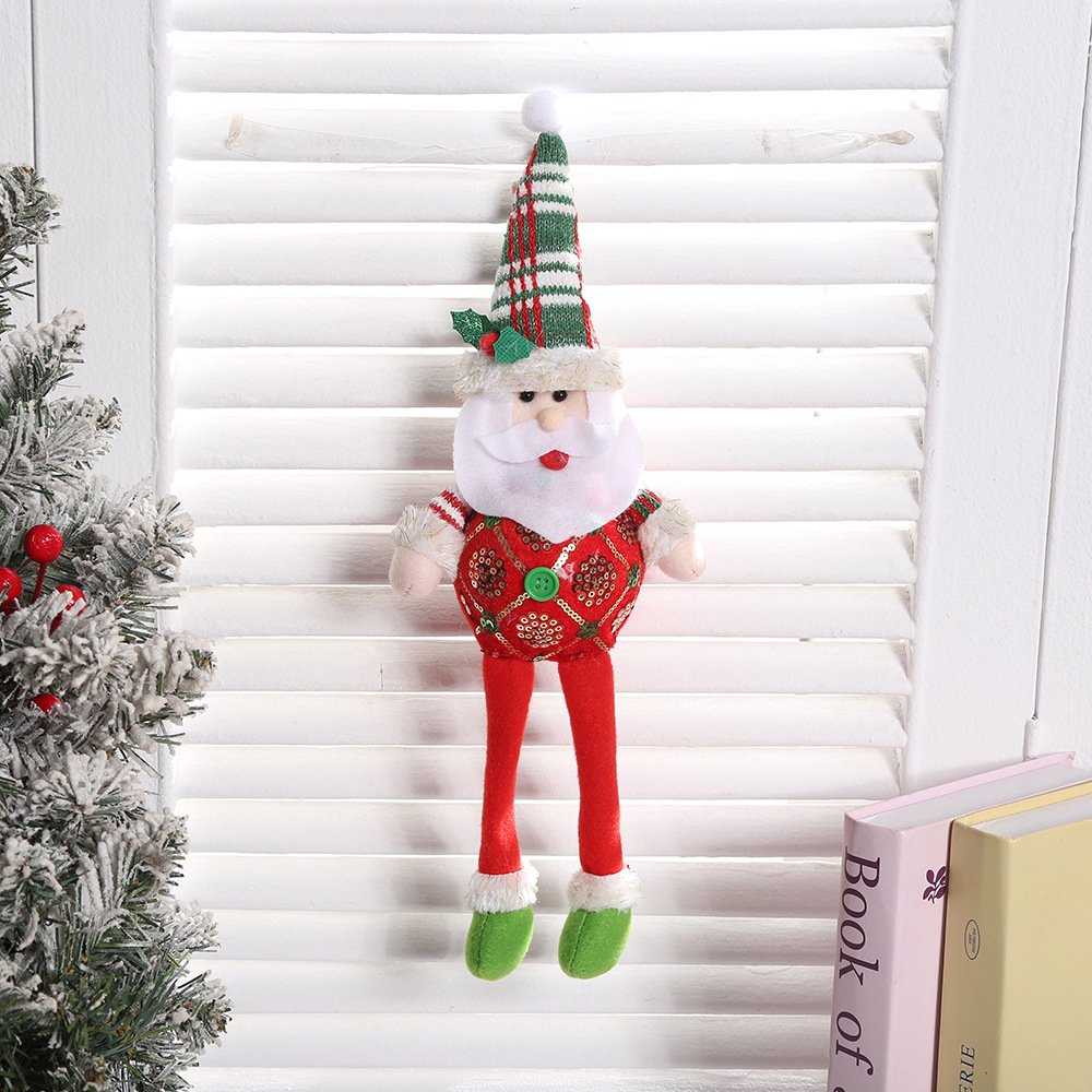 Christmas Ornament Long-Legged Santa Claus Hanging Decor - Festive Prop for Xmas Tree, Cute Plush Fabric Decoration - Image 4
