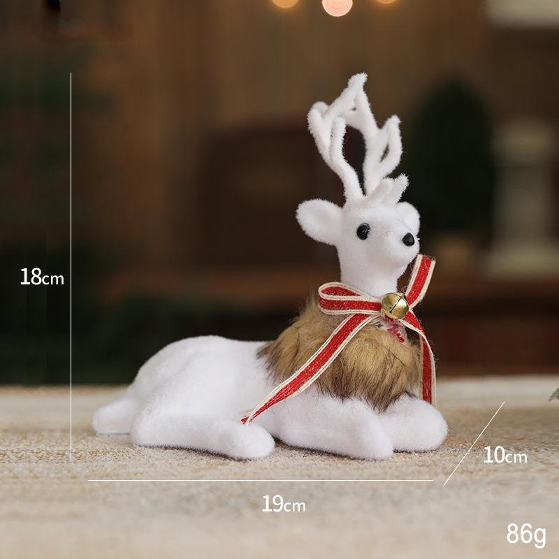 Large-Sized White Reindeer Ornament with Bowknot & Bells - Christmas Mall Window Display Decor - Image 5