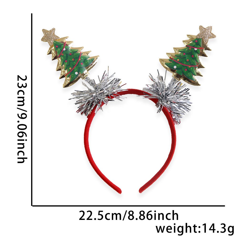 Christmas decorations: shiny cloth five-pointed star Christmas tree headband, children's Christmas performance headdress, star streamer headband - Image 4
