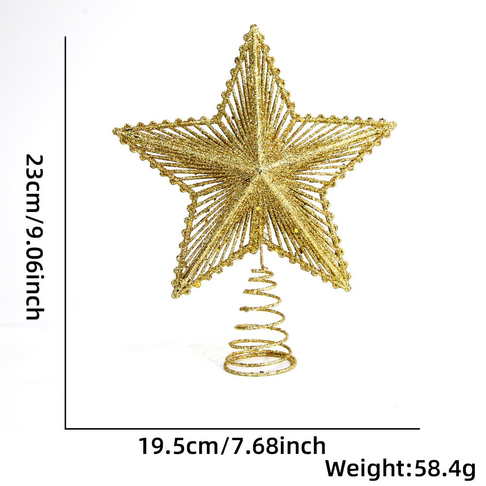 Cross-border new Christmas tree top five-pointed star hollowed-out radiating three-dimensional star tree top scene decoration Christmas ornaments - Image 4