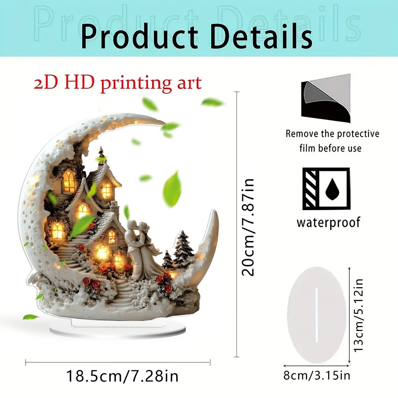 Cross-border Crescent Valentine's Day Rabbit Running to the Moon Elf Fairy Moon House 2D Acrylic Desktop Decoration Festival Ornament - Image 2