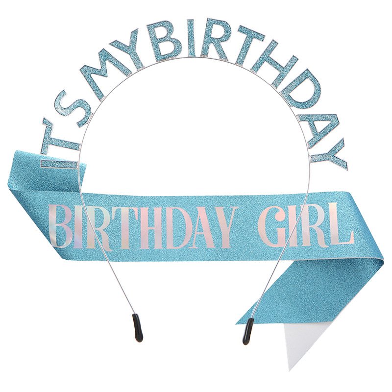 European and American Fashion "IT'S MY BIRTHDAY" Crown Sash Set, Sash, Shimmering Belt, Party Headwear Decoration - Image 17
