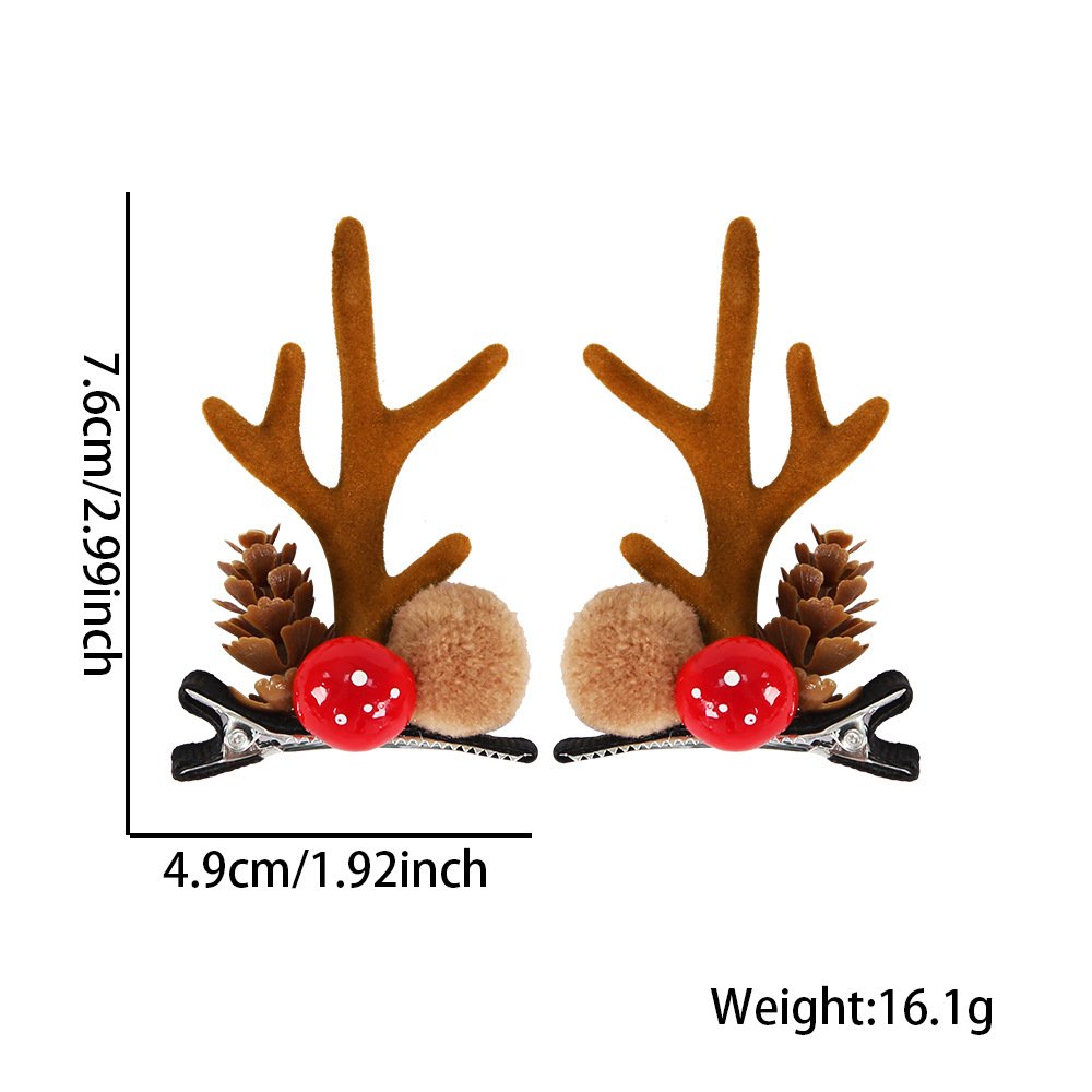 Christmas hairpins, flocked antler hair clips, cute cartoon bell reindeer duckbill clips for children, Christmas accessories for girls - Image 4
