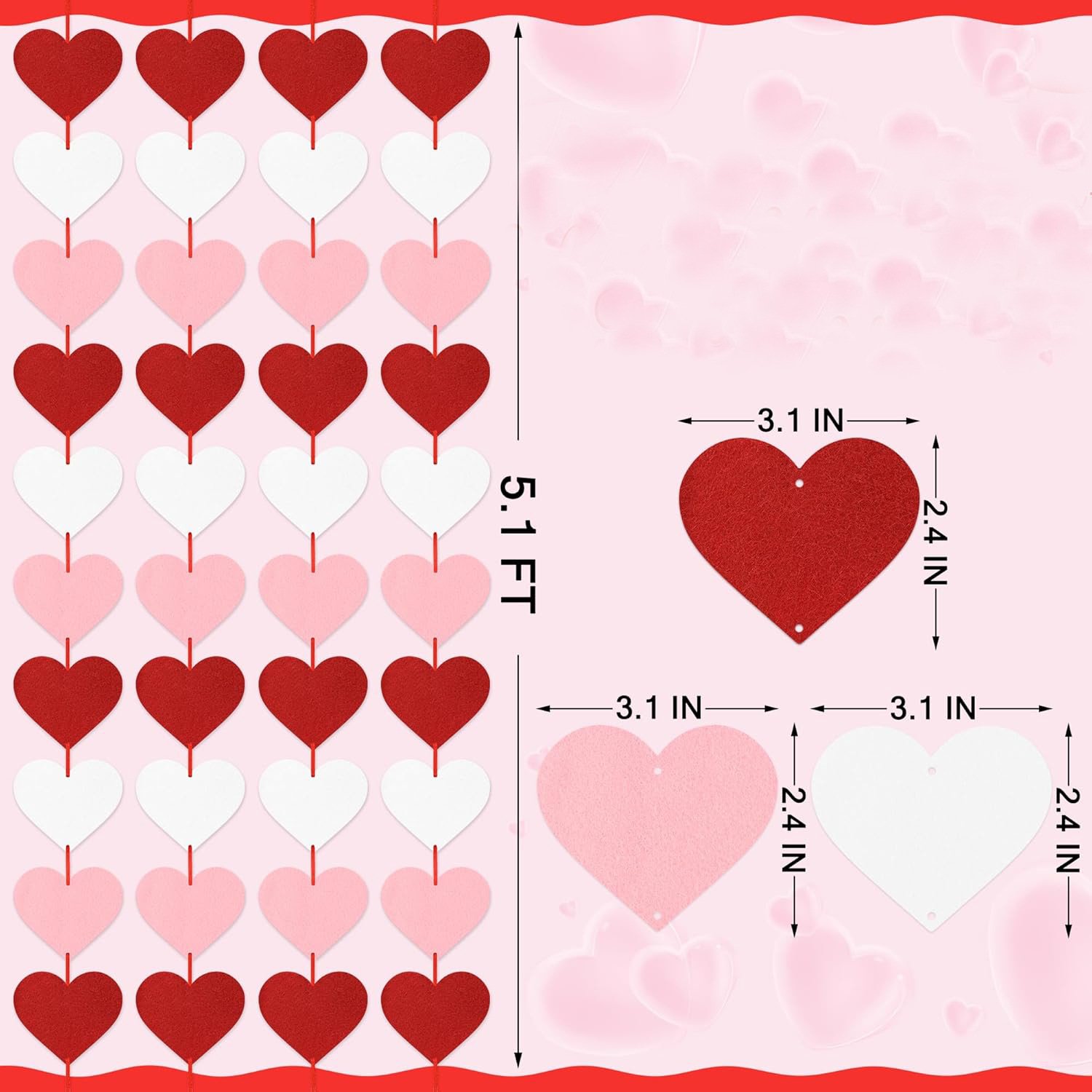 Cross-border Happy Valentine's Day banner, proposal party decoration, anniversary, wedding, heart-shaped pull flower wreath, adjustable - Image 16