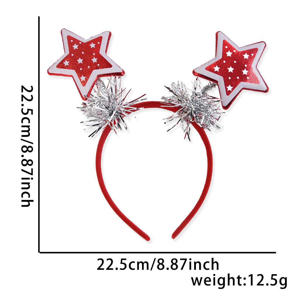 Christmas decorations: shiny cloth five-pointed star Christmas tree headband, children's Christmas performance headdress, star streamer headband - Image 6