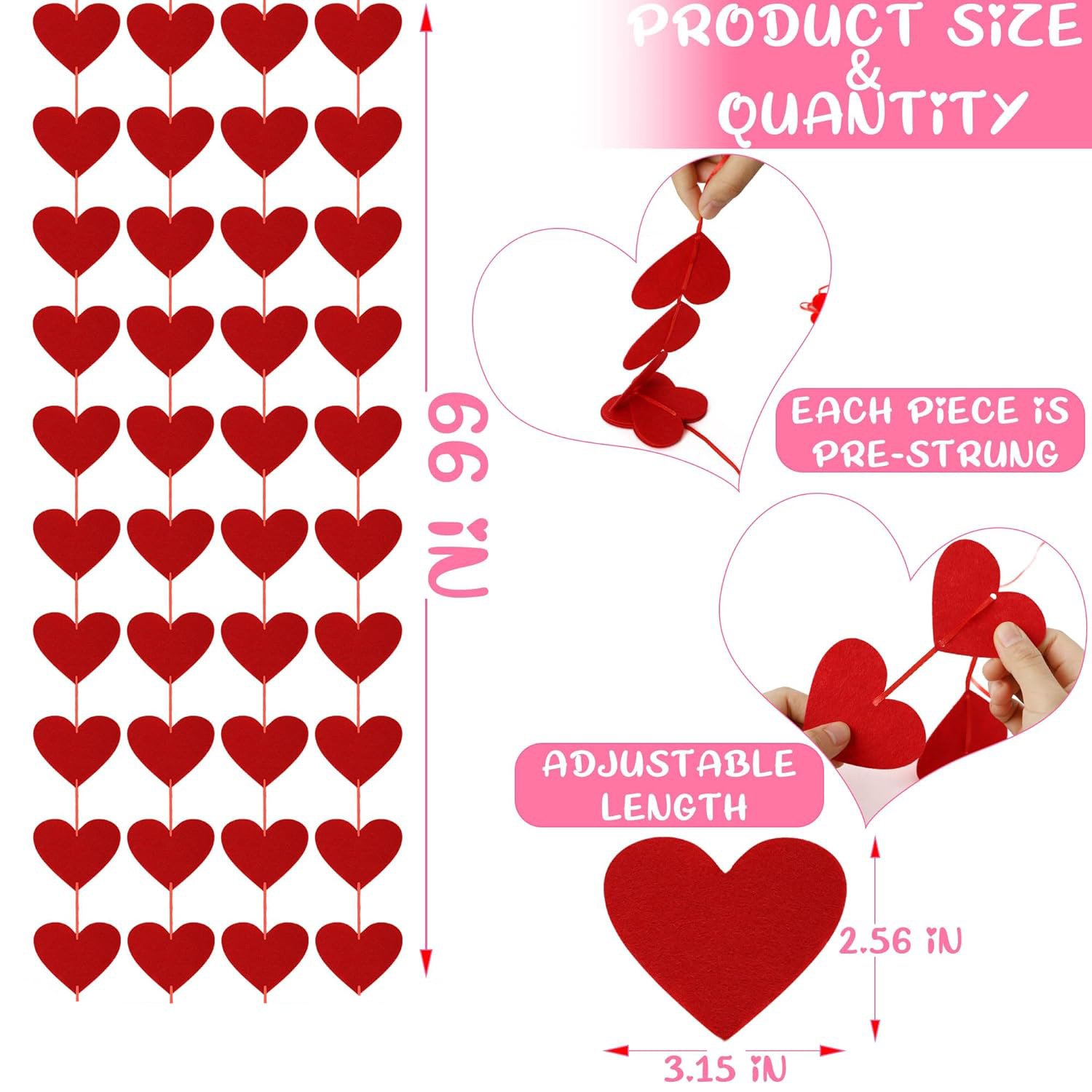 Cross-border Happy Valentine's Day banner, proposal party decoration, anniversary, wedding, heart-shaped pull flower wreath, adjustable - Image 17