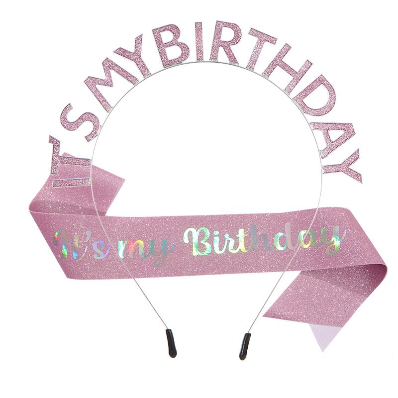 European and American Fashion "IT'S MY BIRTHDAY" Crown Sash Set, Sash, Shimmering Belt, Party Headwear Decoration - Image 19