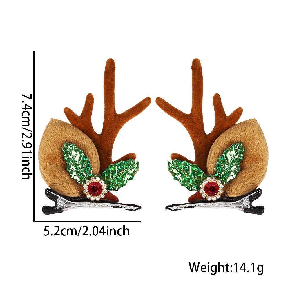 Christmas hairpins, flocked antler hair clips, cute cartoon bell reindeer duckbill clips for children, Christmas accessories for girls - Image 6