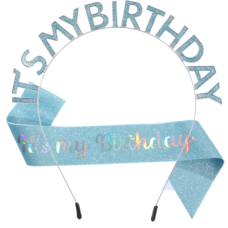 European and American Fashion "IT'S MY BIRTHDAY" Crown Sash Set, Sash, Shimmering Belt, Party Headwear Decoration - Image 20