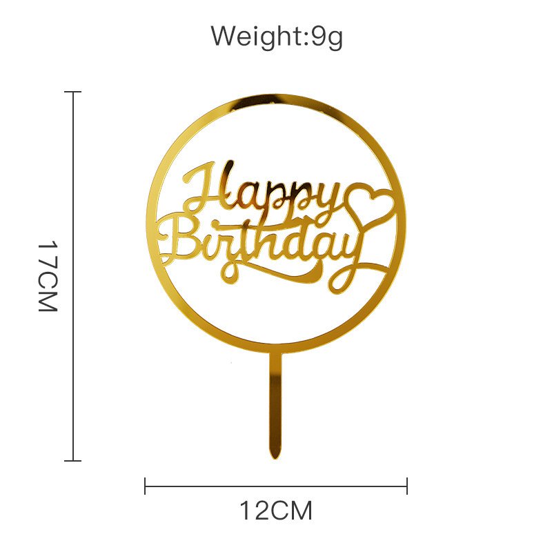 Cross-border "Happy Birthday" acrylic cake toppers, happy birthday party baking cake decorations - Image 2