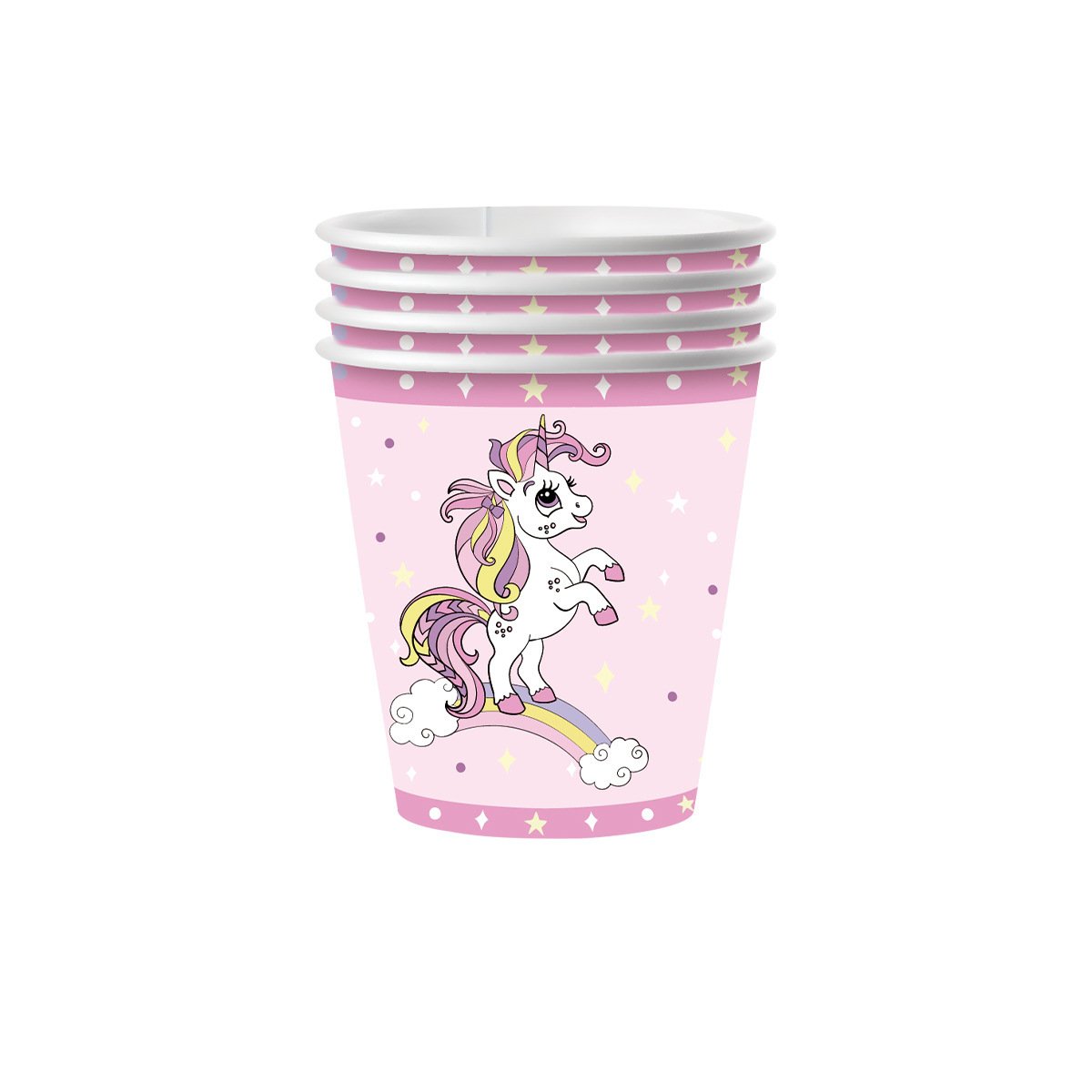 New unicorn-themed birthday party decoration supplies: disposable paper cups, paper plates, paper napkins, tablecloths, and tableware sets - Image 15