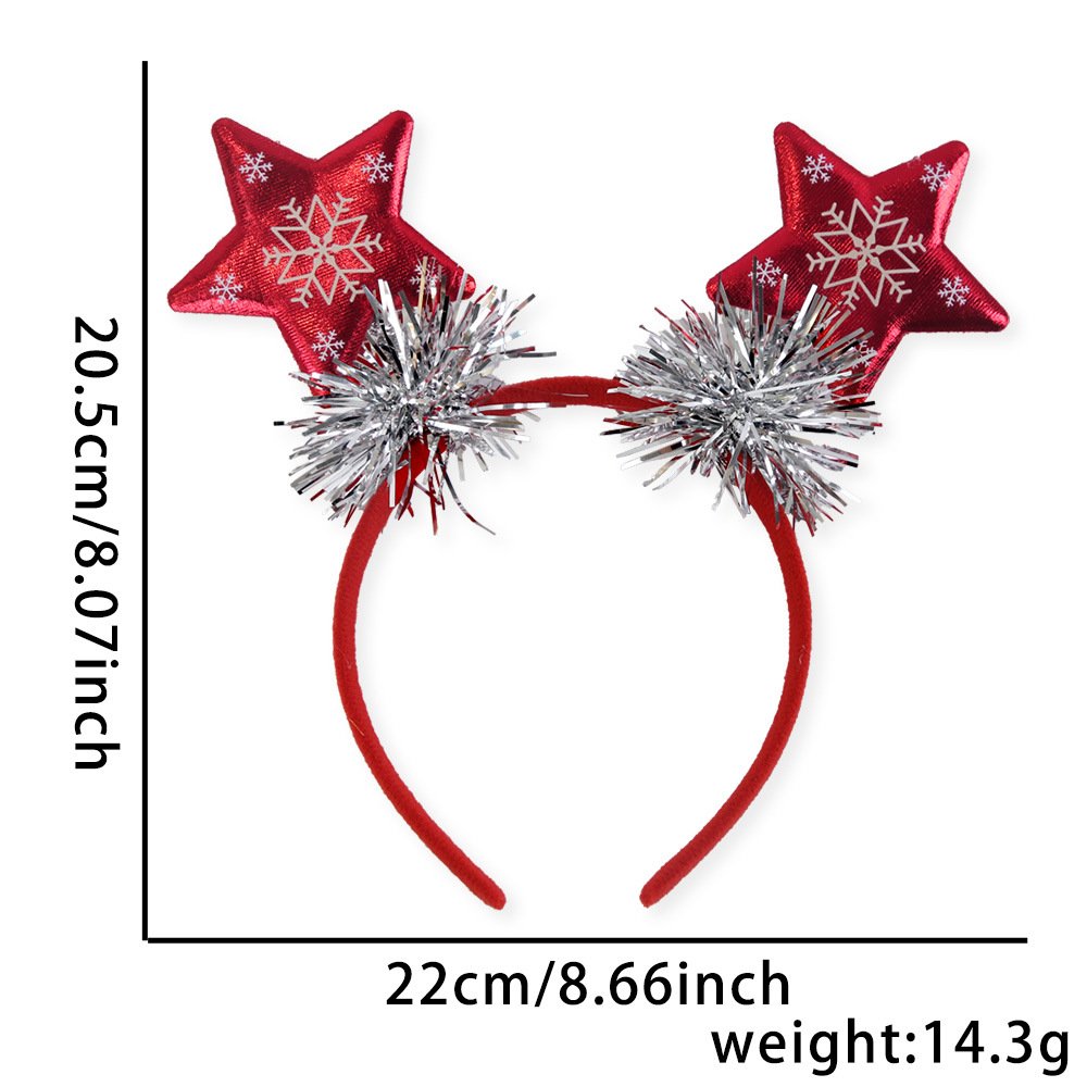 Christmas decorations: shiny cloth five-pointed star Christmas tree headband, children's Christmas performance headdress, star streamer headband - Image 7