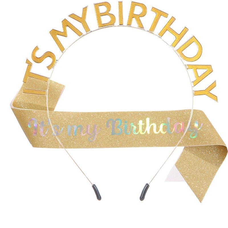 European and American Fashion "IT'S MY BIRTHDAY" Crown Sash Set, Sash, Shimmering Belt, Party Headwear Decoration - Image 21