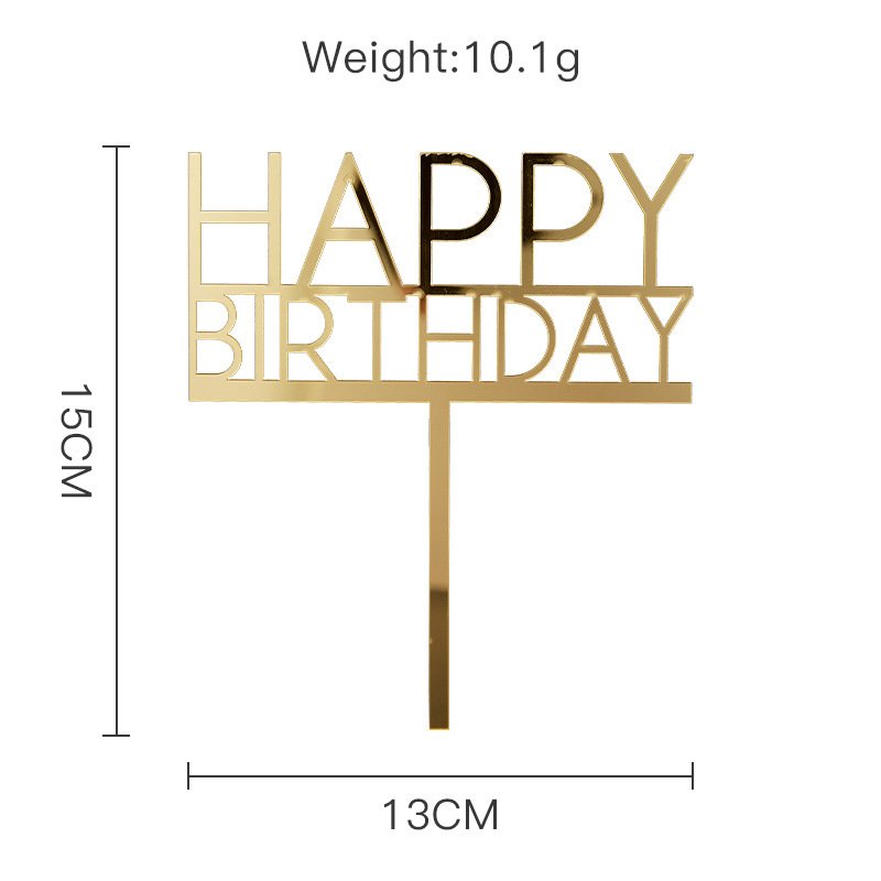 Cross-border "Happy Birthday" acrylic cake toppers, happy birthday party baking cake decorations - Image 3