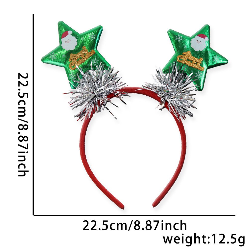 Christmas decorations: shiny cloth five-pointed star Christmas tree headband, children's Christmas performance headdress, star streamer headband - Image 8