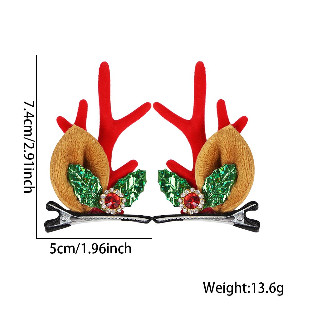 Christmas hairpins, flocked antler hair clips, cute cartoon bell reindeer duckbill clips for children, Christmas accessories for girls - Image 7