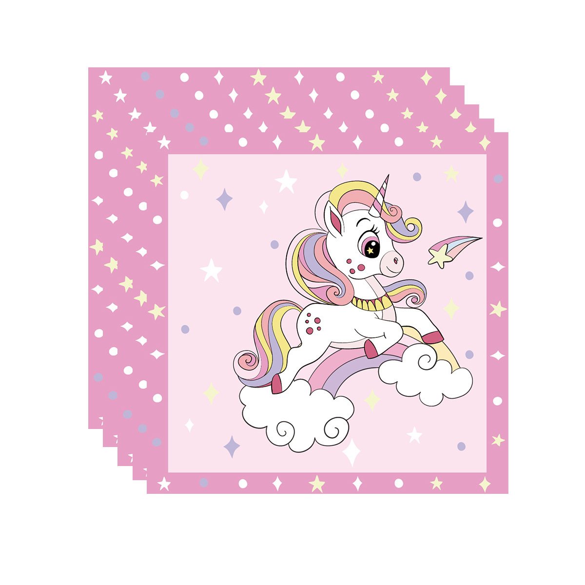 New unicorn-themed birthday party decoration supplies: disposable paper cups, paper plates, paper napkins, tablecloths, and tableware sets - Image 17