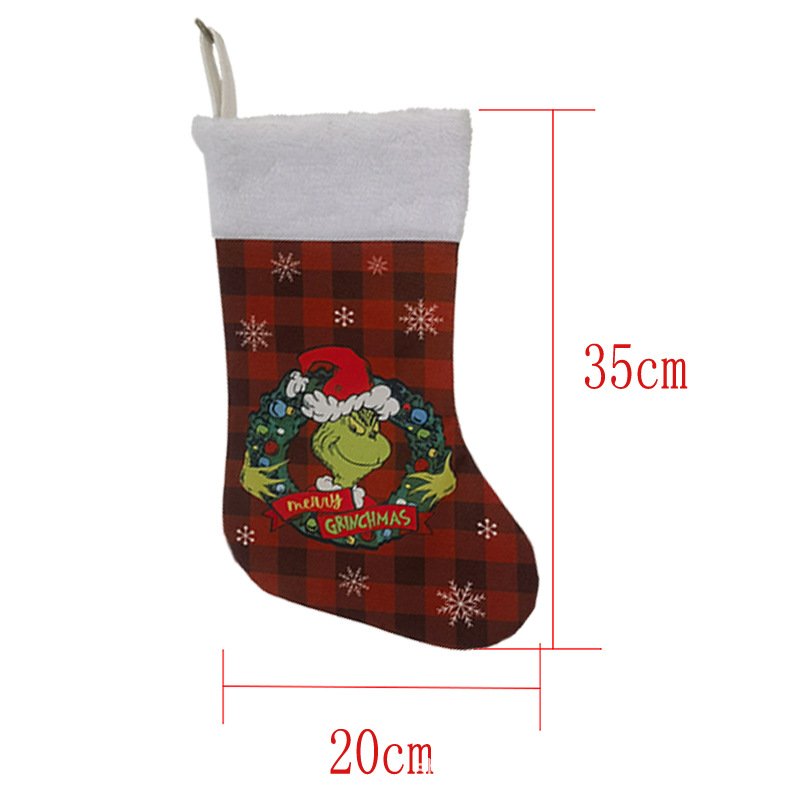 Grinch Christmas Stockings Green Monster Candy Bags Christmas Tree Skirts, Chair Cushion Sets & Wine Bottle Covers Decorations - Image 9