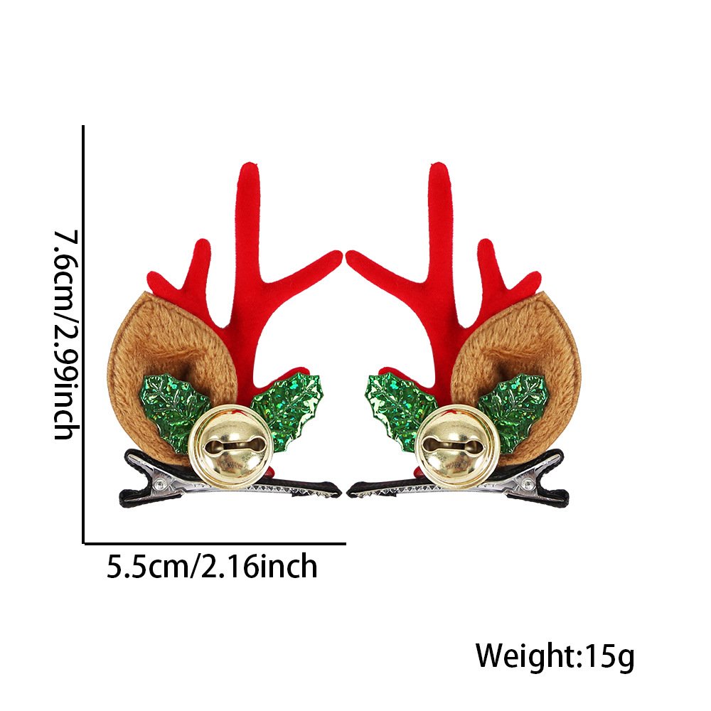 Christmas hairpins, flocked antler hair clips, cute cartoon bell reindeer duckbill clips for children, Christmas accessories for girls - Image 9