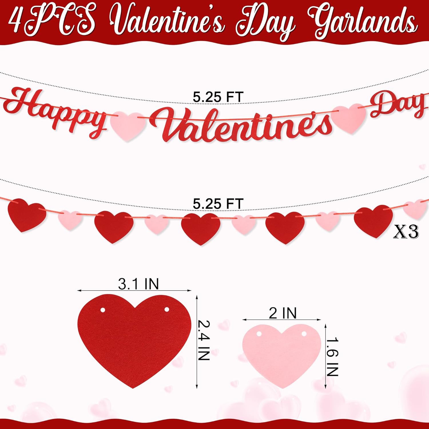 Cross-border Happy Valentine's Day banner, proposal party decoration, anniversary, wedding, heart-shaped pull flower wreath, adjustable - Image 5