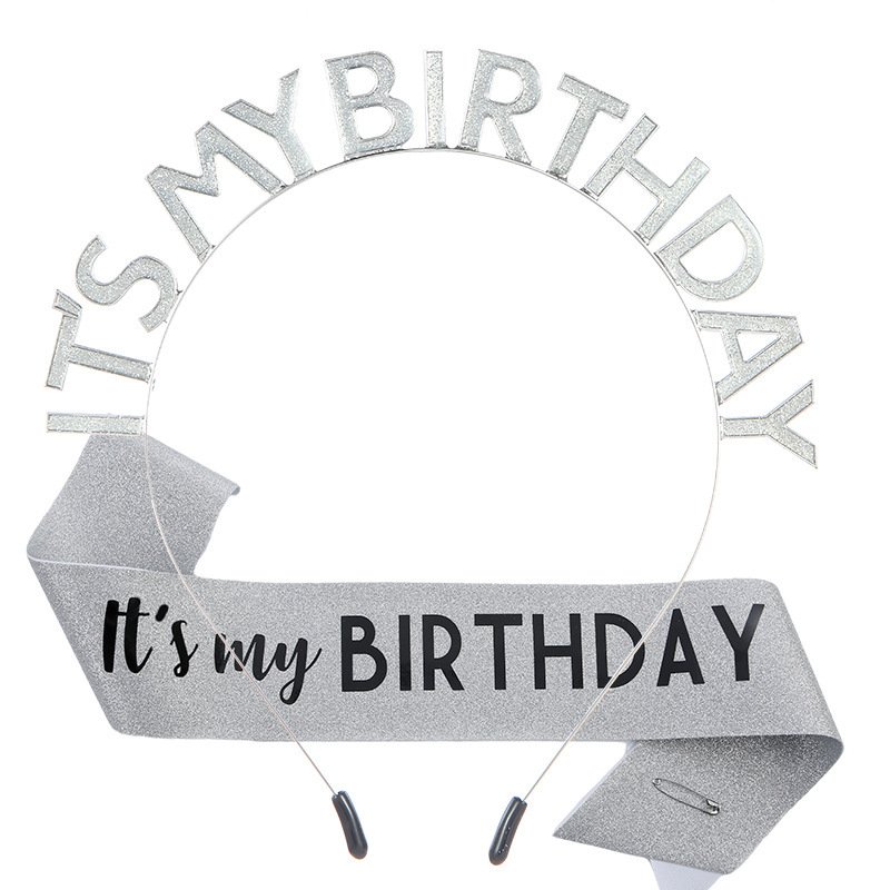 European and American Fashion "IT'S MY BIRTHDAY" Crown Sash Set, Sash, Shimmering Belt, Party Headwear Decoration - Image 7