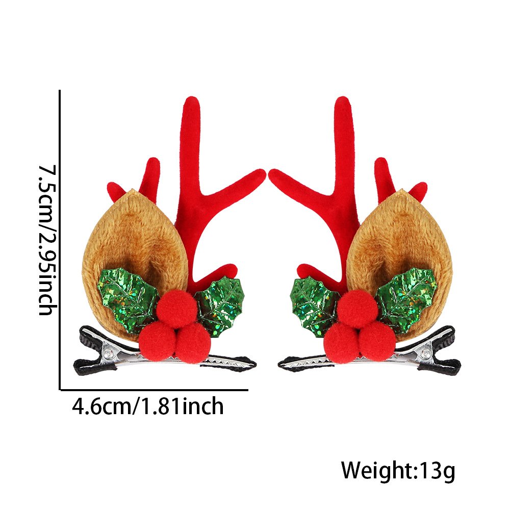 Christmas hairpins, flocked antler hair clips, cute cartoon bell reindeer duckbill clips for children, Christmas accessories for girls - Image 13